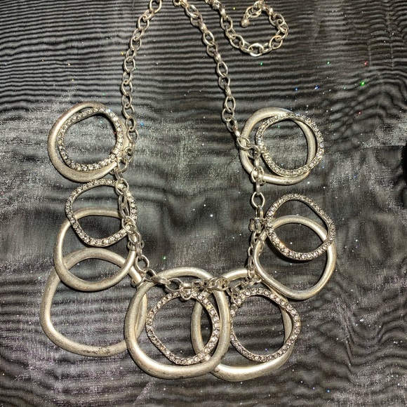 Weighted Silver necklace Rhinestones adjustable - Picture 4 of 4